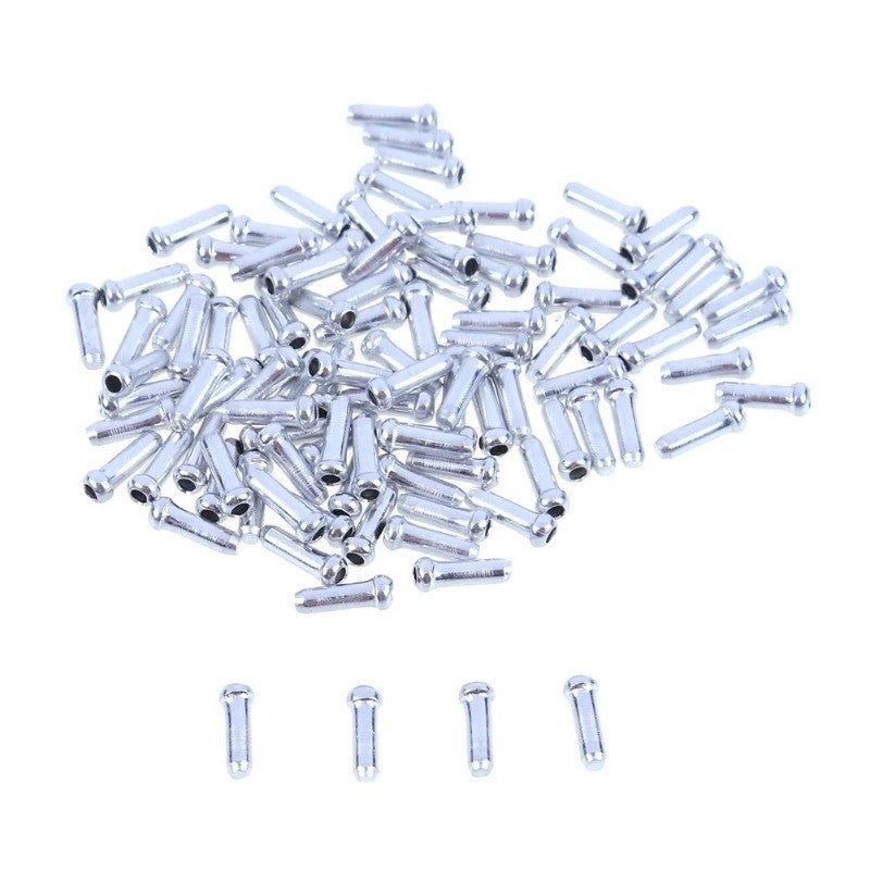 Bike Cable End Caps Aluminum Alloy 50PCS Silver Brake & Shifter Tips