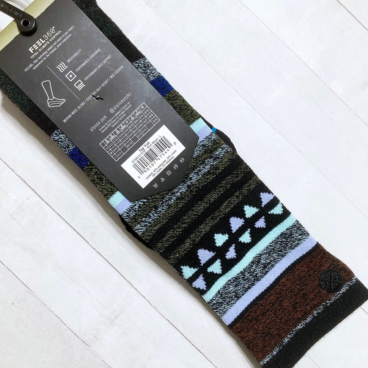 Ski & Snowboard Socks with Arch Support Merino Wool Blend - OTC Trail Geo Stripe