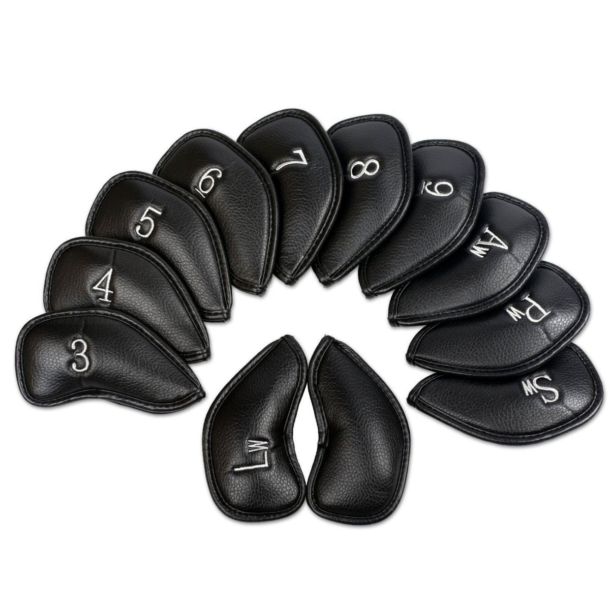 Golf Iron & Wedge Head Covers 12 Pack with Embroidered Labels - Fits Most Clubs
