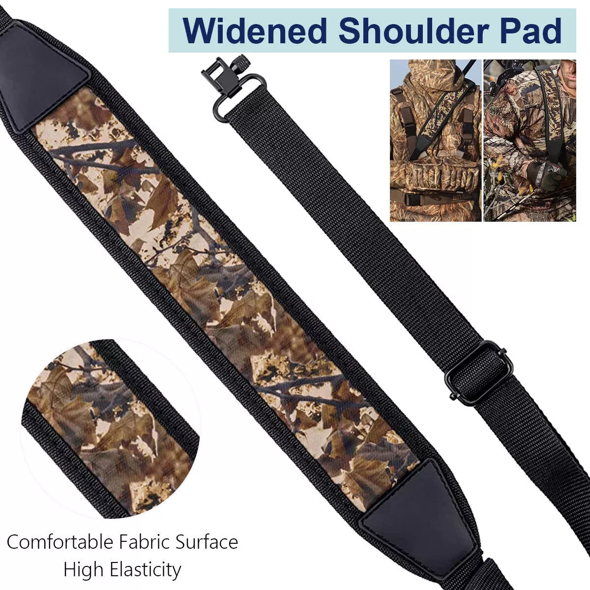Camouflage Rifle Sling with Swivels & Padded Shoulder Strap