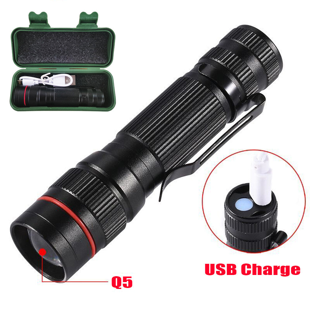 High Power LED Flashlight USB Rechargeable Torch 99000000LM Water Resistant