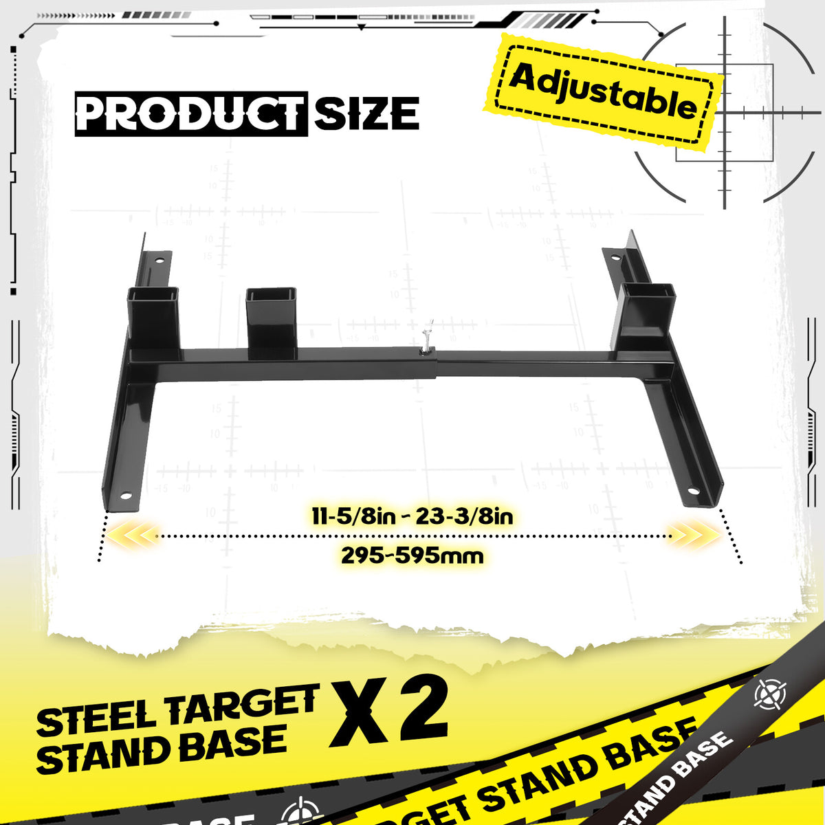 Adjustable Steel Target Stand Base for Paper Silhouette Shooting 2-Pack