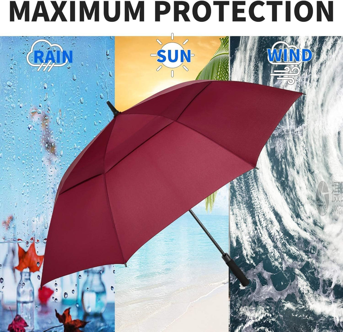 72-Inch Windproof Waterproof Golf Umbrella - Auto Open, Large Shade