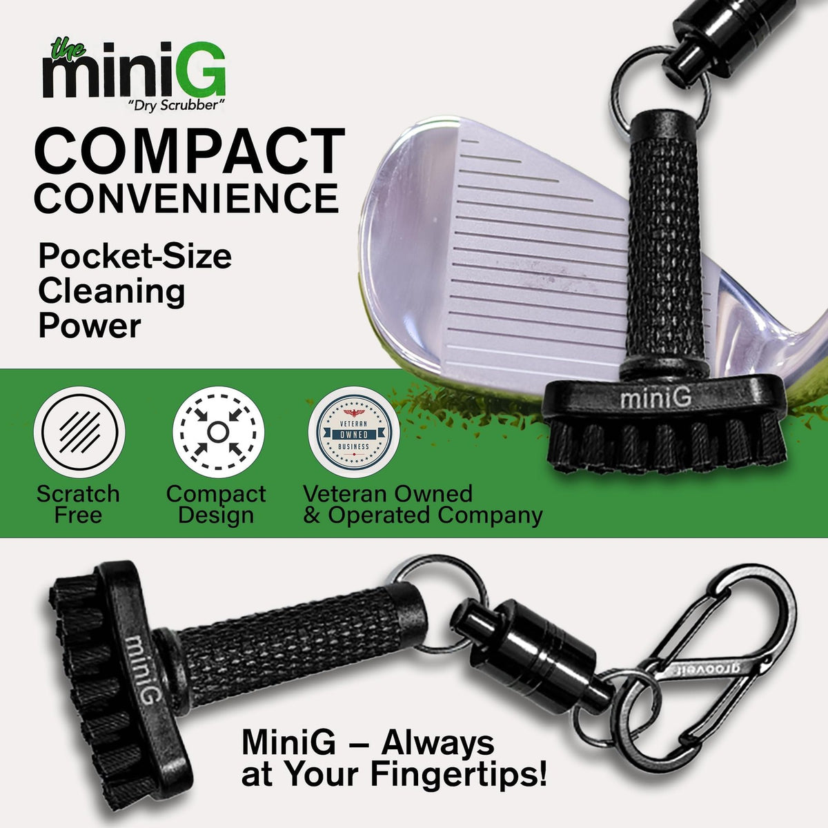 Golf Club Groove Cleaner Brush with Magnetic Attachment - Nylon Bristles