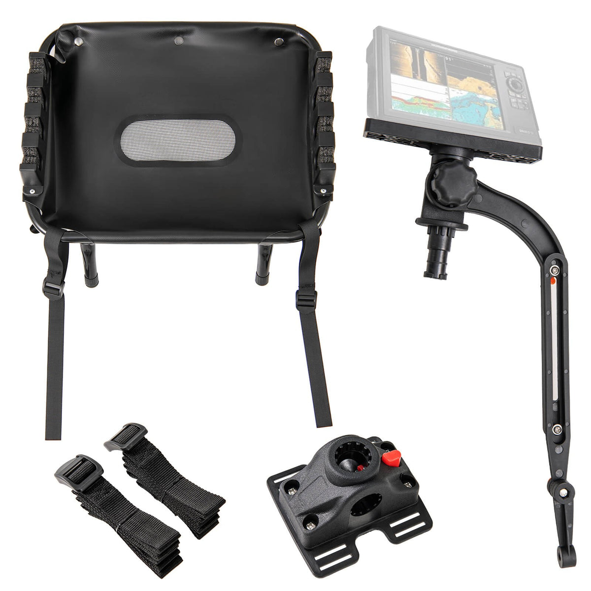 Fishing Boat Accessory Set with 360° Rotatable Fish Finder Mount & Rod Storage