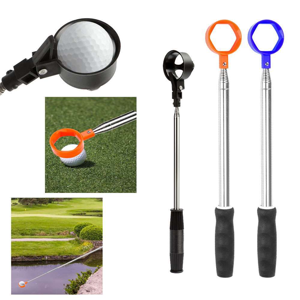Telescopic Golf Ball Retriever with Movable Scoop - Stainless Steel & ABS Handle
