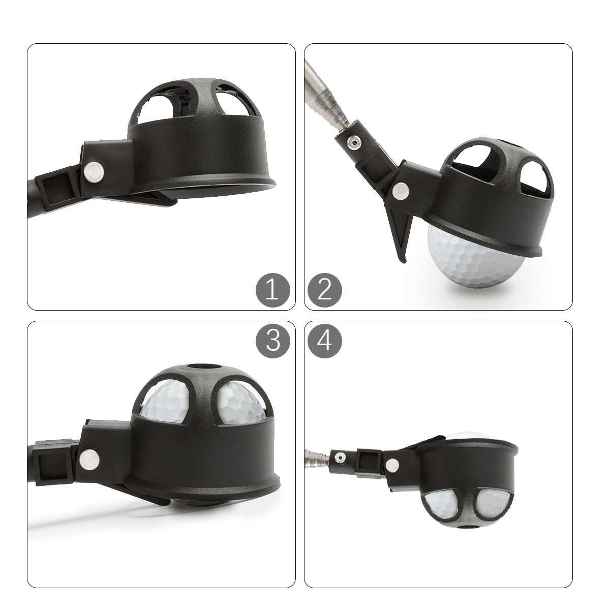 Telescopic Golf Ball Retriever with Movable Scoop - Stainless Steel & ABS Handle