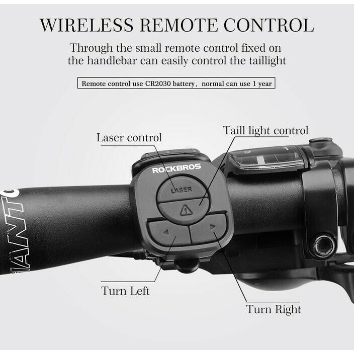 Bike Tail Light with Remote Control Waterproof Safety Signal