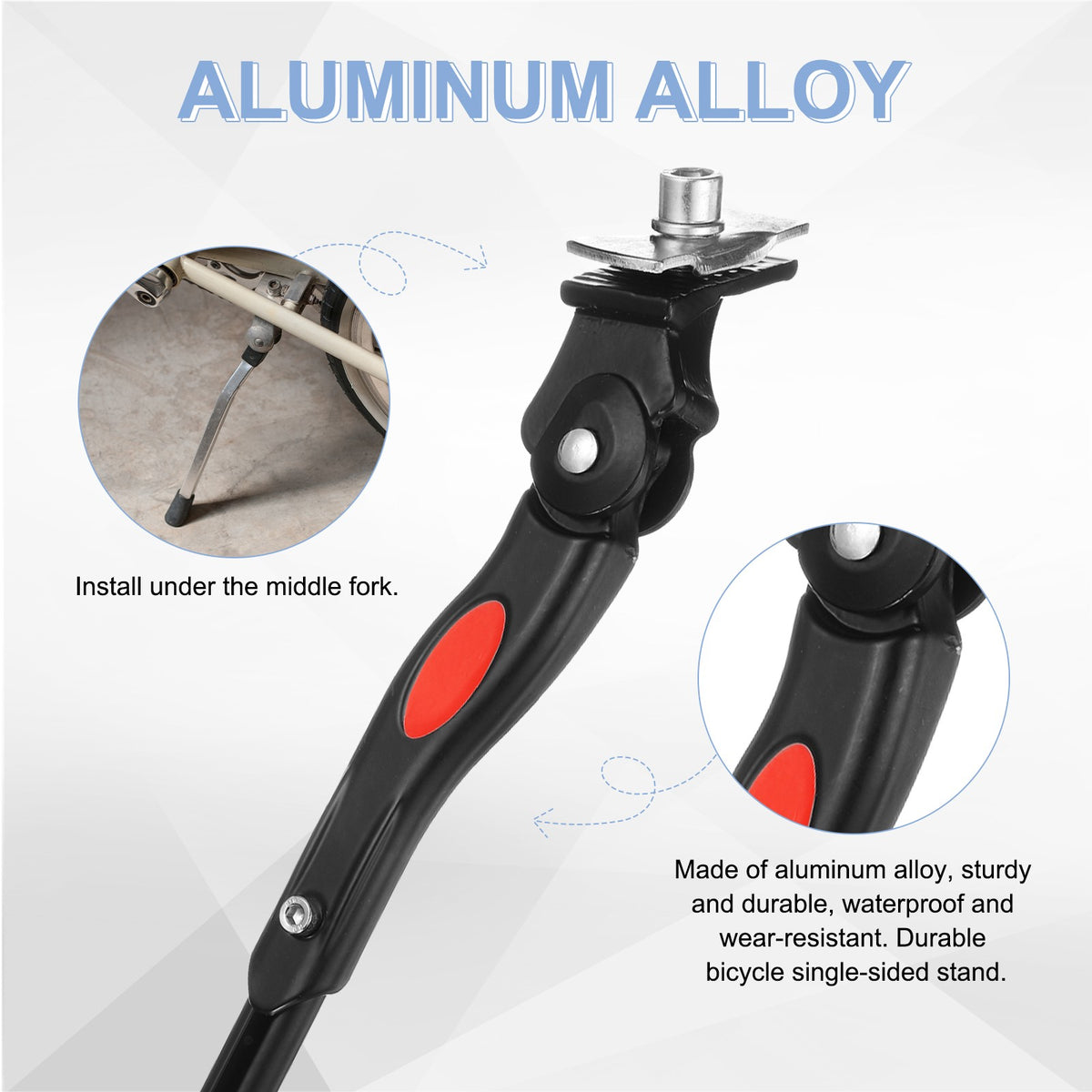 Adjustable Center Mount Bike Kickstand for 24-29 Inch Wheel Bikes Black
