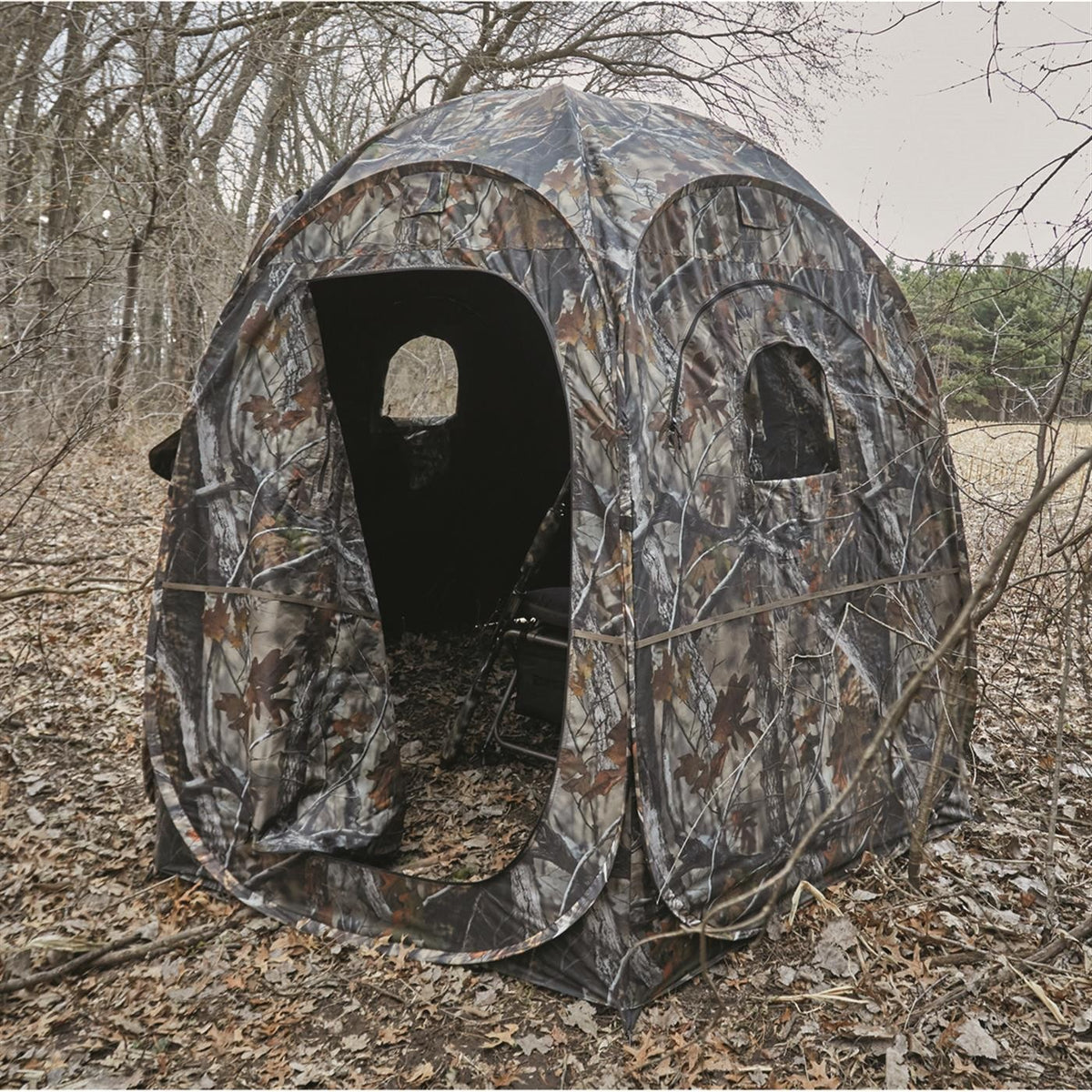 Hunting Blind Tent 4-Panel Ground Blind with Steel Frame for Concealed Hunting
