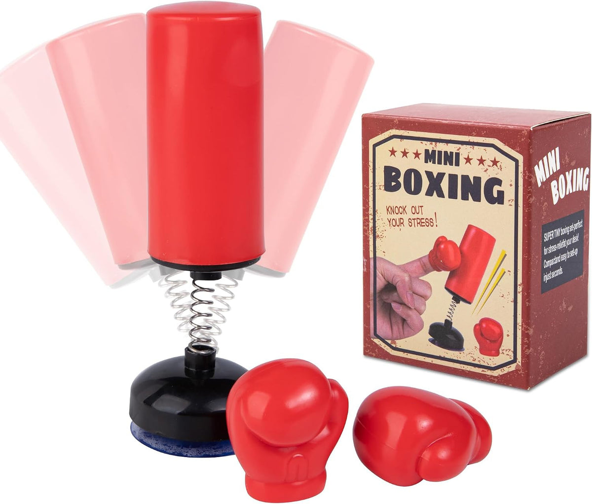 Mini Desktop Punching Bag Set with 2 Finger Boxing Gloves - Stress Relief Toy