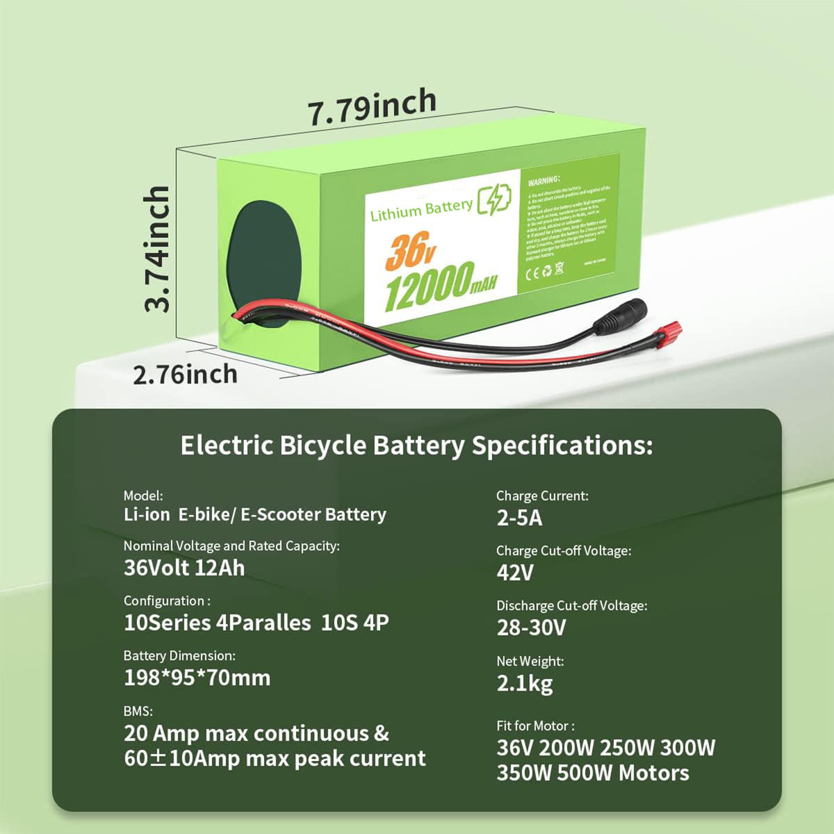 Electric Bicycle Battery Pack 36V 48V 52V 10Ah-30Ah for E-Bikes UL Certified