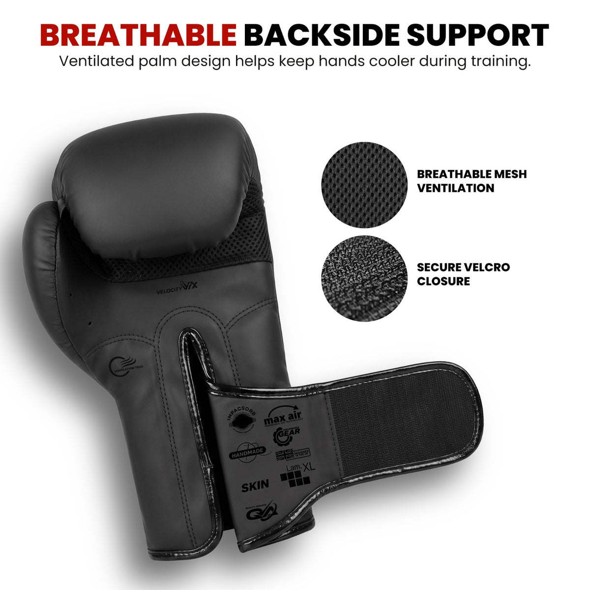 Black Boxing Gloves Sparring Kickboxing Punching Gear for Men Women
