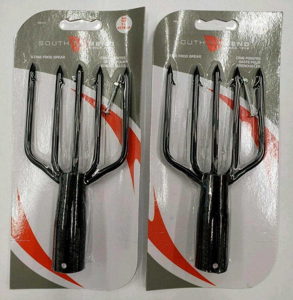 Heavy Duty 5 Tine Frog Gig Spear - 2 Pack for Big Frogs