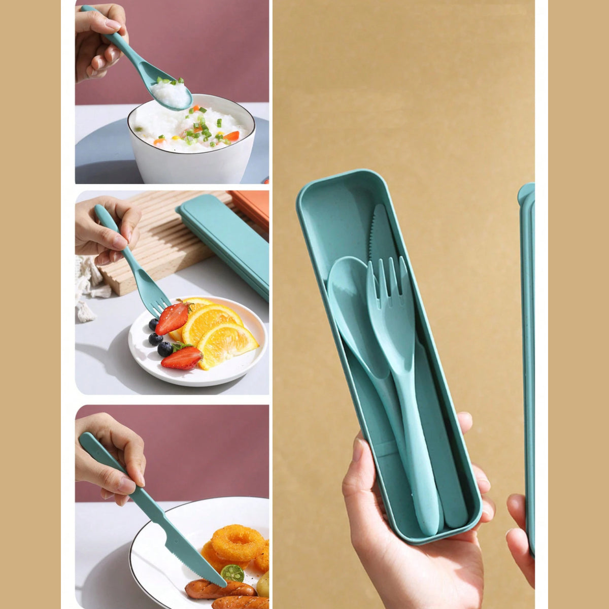 Reusable Travel Utensil Set with Box - Eco-Friendly Cutlery for Camping and Lunch