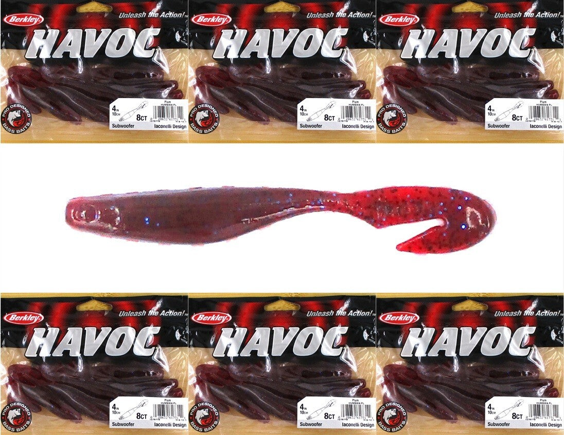 Berkley Havoc 4-Inch Mike Iaconelli Subwoofer Pack - Plum, 8 Pieces per Bag, Brand New
