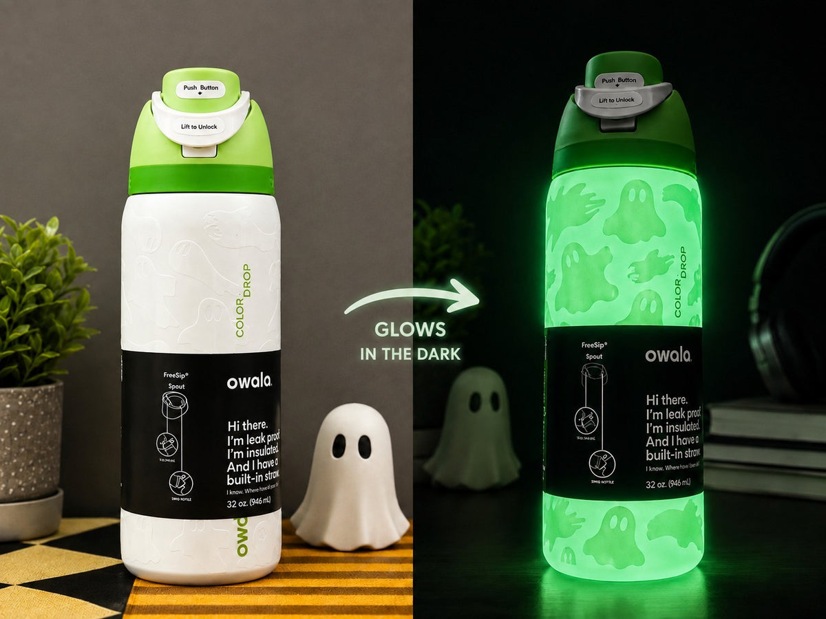 Glow in the Dark Ghost Water Bottle - Insulated 32 oz Halloween Design