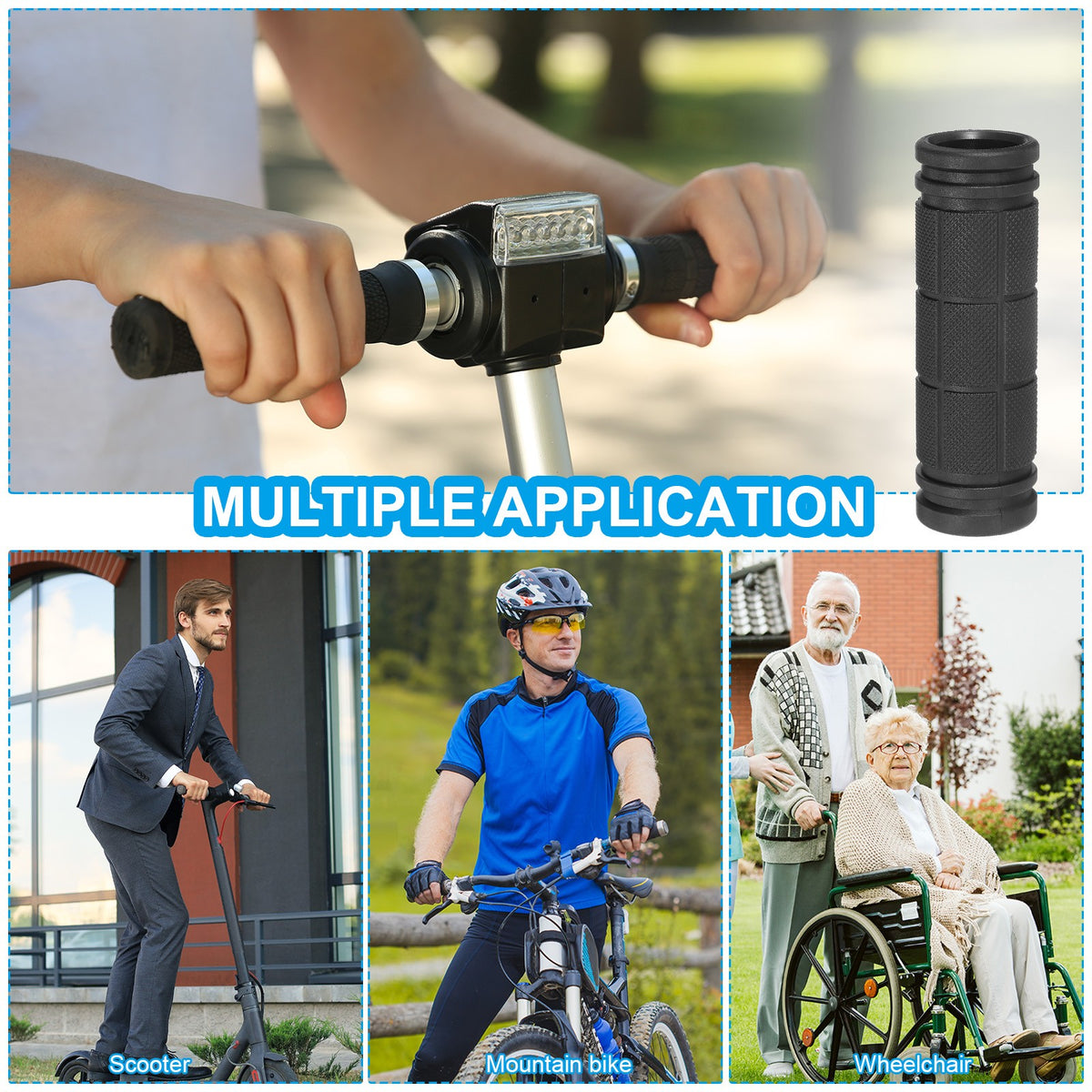 Non-Slip Bike Handlebar Grips 2-Pack for Mountain, Road, Cruiser & BMX Bikes