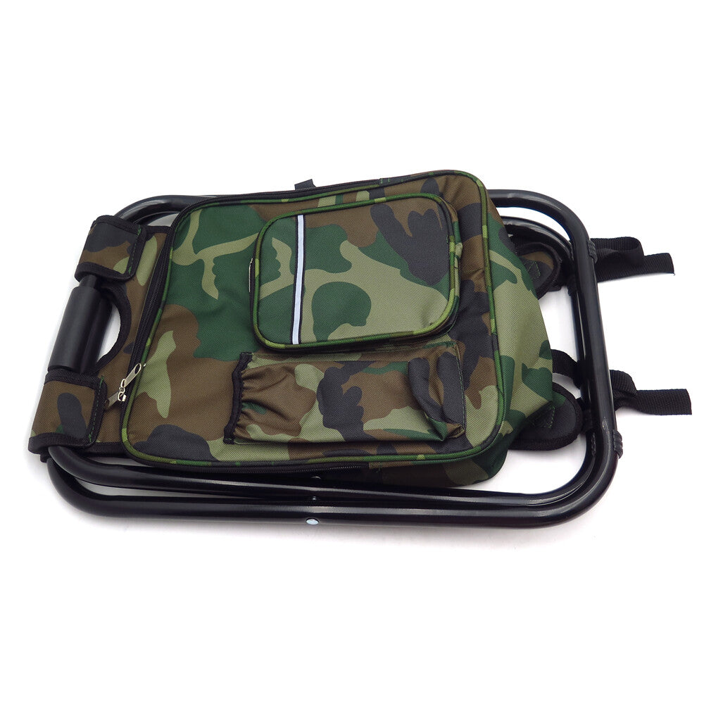 Foldable Outdoor Fishing Backpack Chair Stool with Cooler Bag