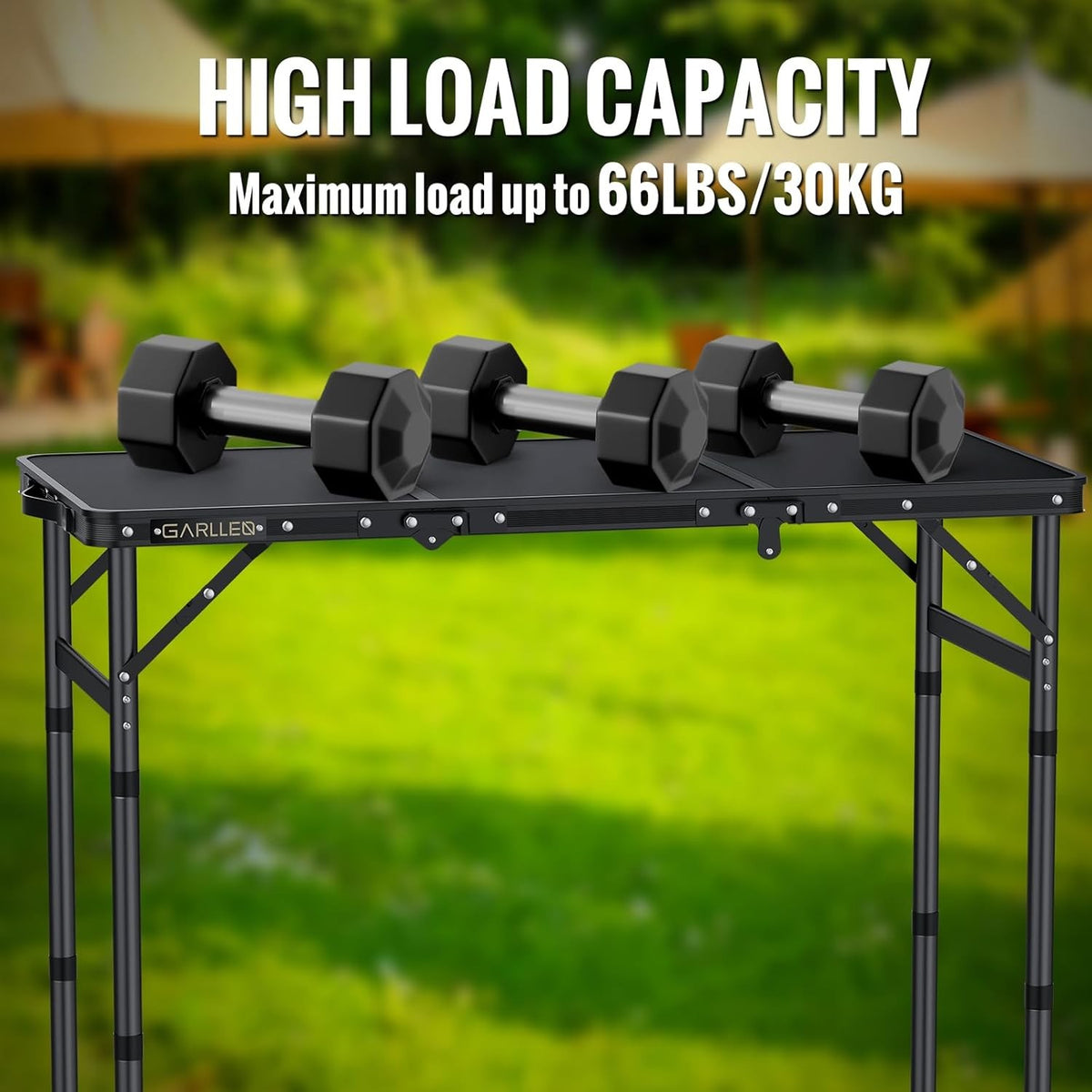 Adjustable Camping Table 66lbs Foldable Aluminum Outdoor Picnic Table for 2-6 Persons