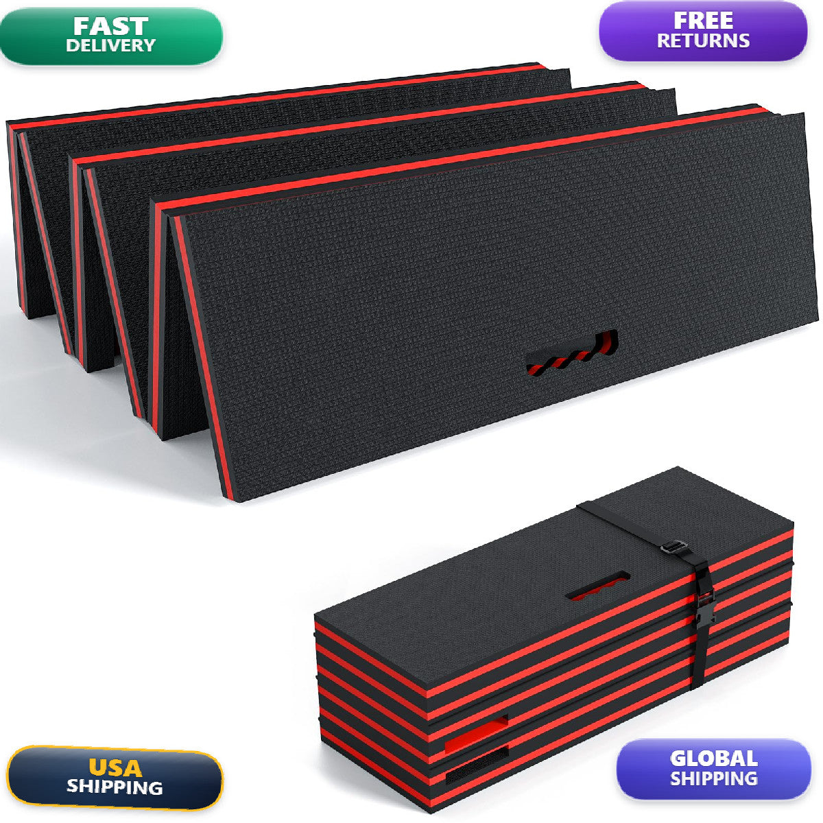 22.8 Inch Wide Foldable Magnetic Mechanic Work Mat with Tool Compartments