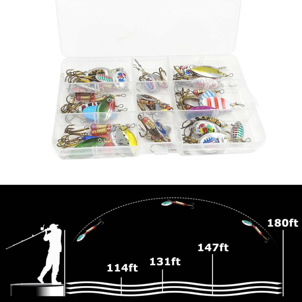 30PCS Metal Spinner Baits Fishing Lures Set for Bass Trout & Saltwater