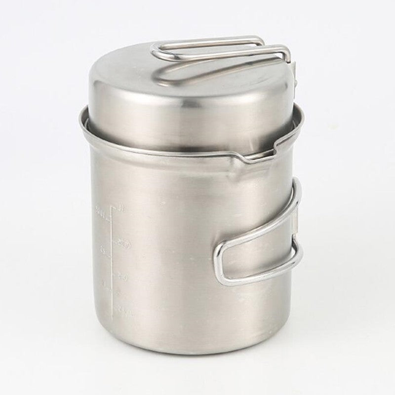 Stainless Steel Camping Cookware Set with Wood Stove for Hiking & Backpacking
