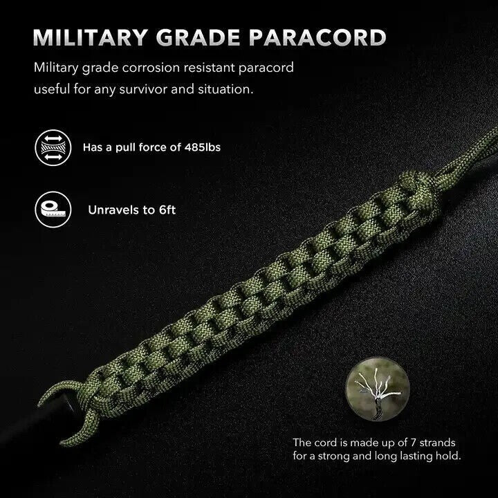 Heavy-Duty Ferro Rod Fire Starter with Paracord & Multi-Tool Striker