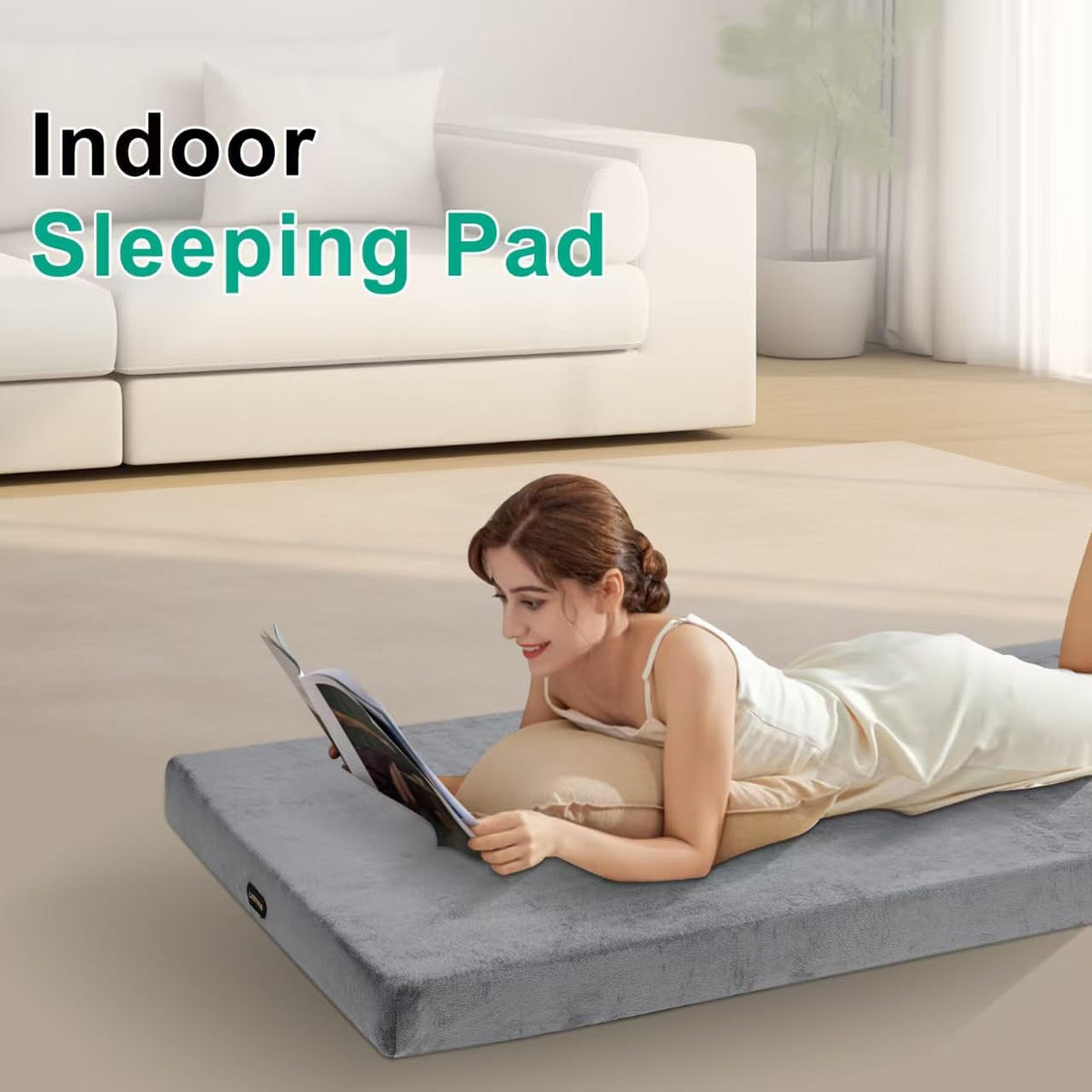Memory Foam Camping Mattress Pad - 3 Inch Portable Sleeping Pad for Hiking & Travel