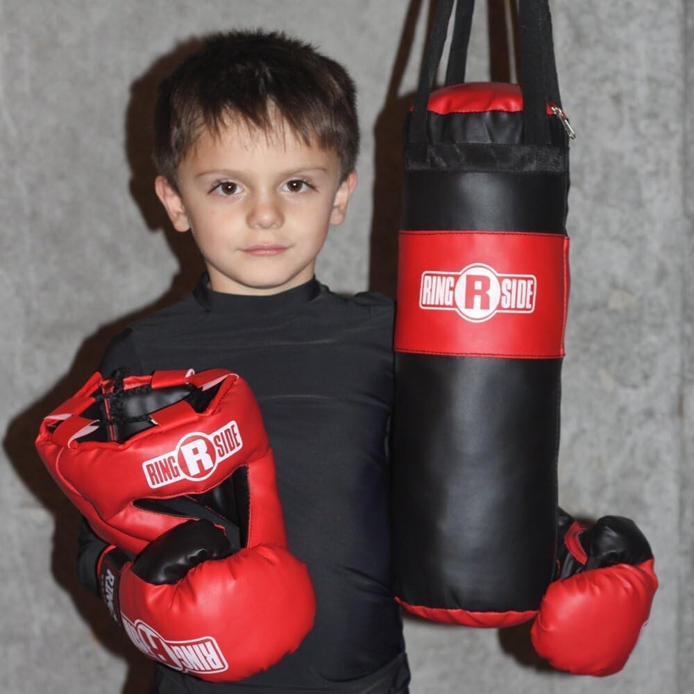 Kids Boxing Training Set with Gloves Headgear & Heavy Bag - Ages 2-5