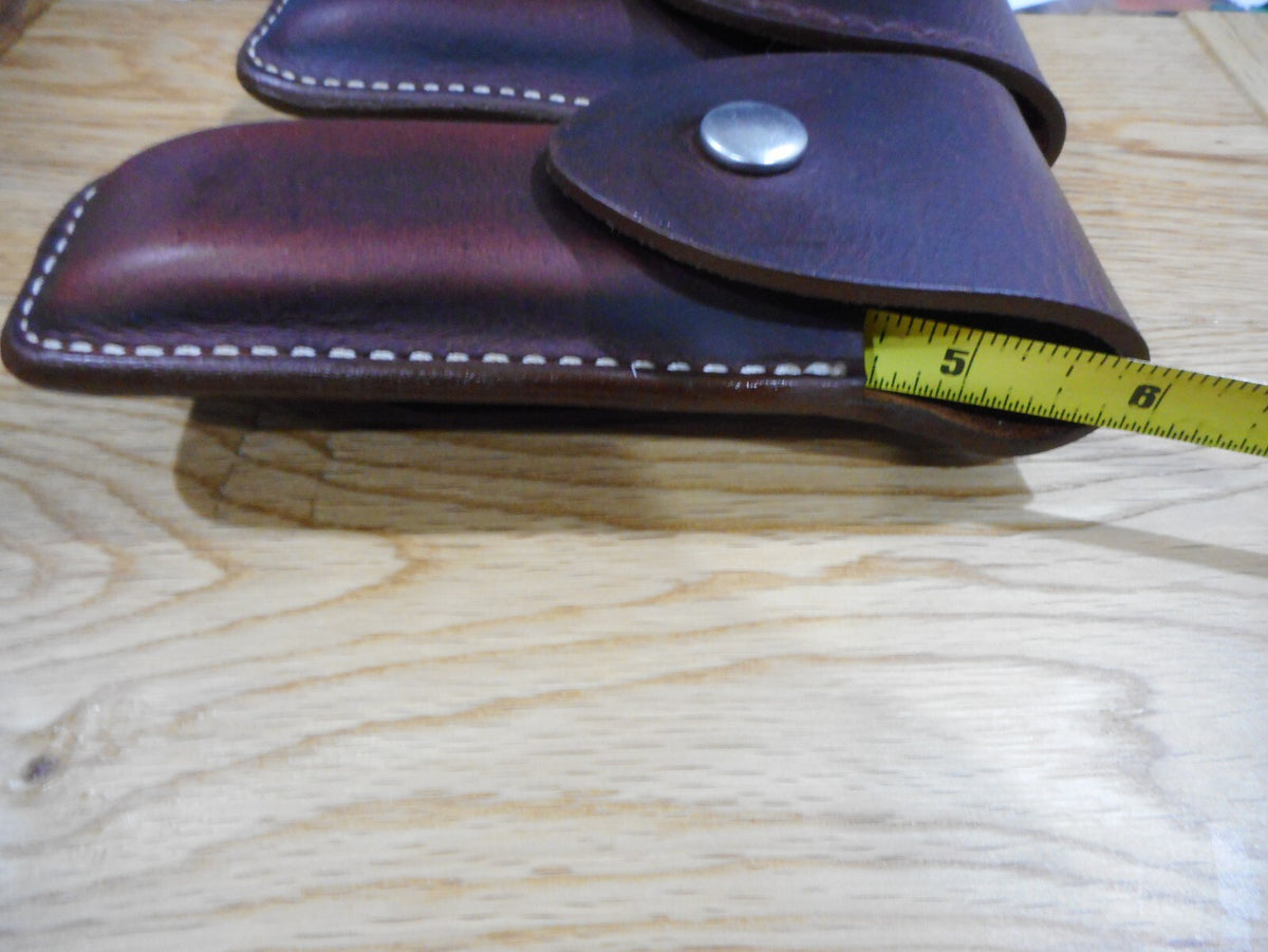 Leather Sheath for Multi Tools - Durable Custom Dark Brown Sheath with Plain or Tooled Flap