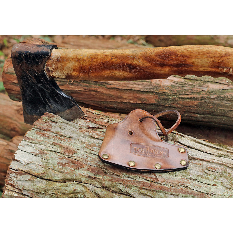 Leather Axe Sheath Cover for Hunting & Camping - Brown