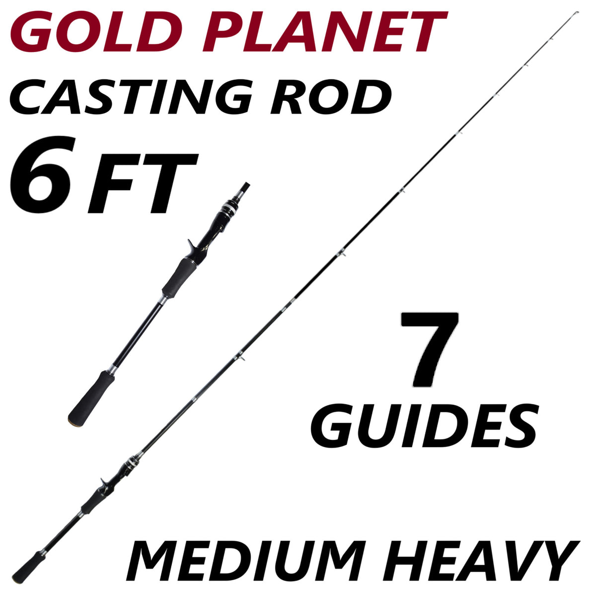 Lightweight Carbon Fiber Spinning & Casting Fishing Rods - Medium Fast Action
