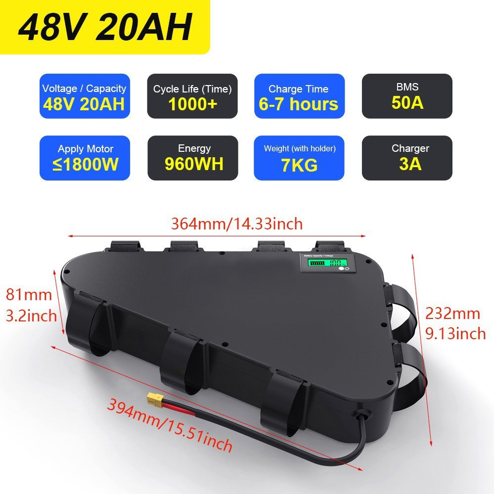 High-Range Lithium Battery for E-Bikes 48V 52V 60V 30Ah - Universal Ebike Power Pack
