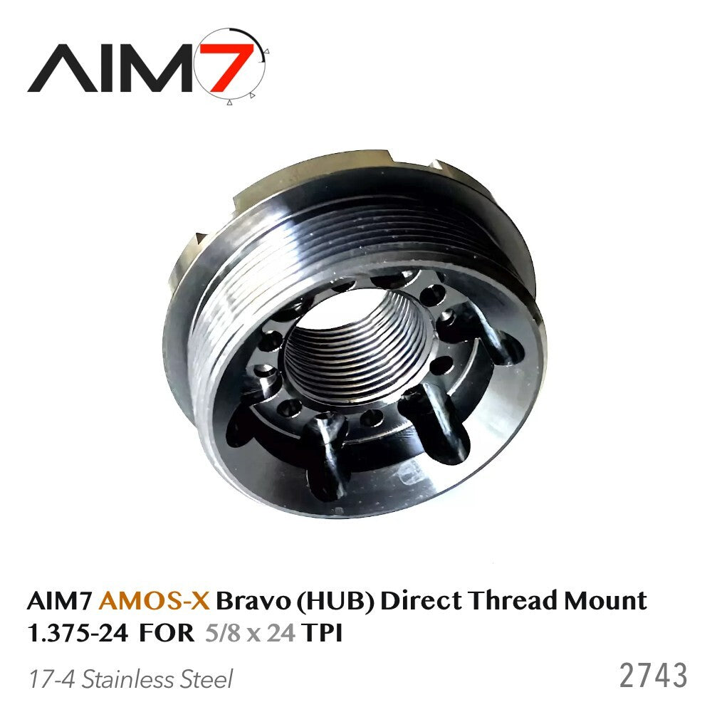 Aim7 AMOS Threaded Mount Adapter 1.375x24 to 5/8x24 Steel for Rifles