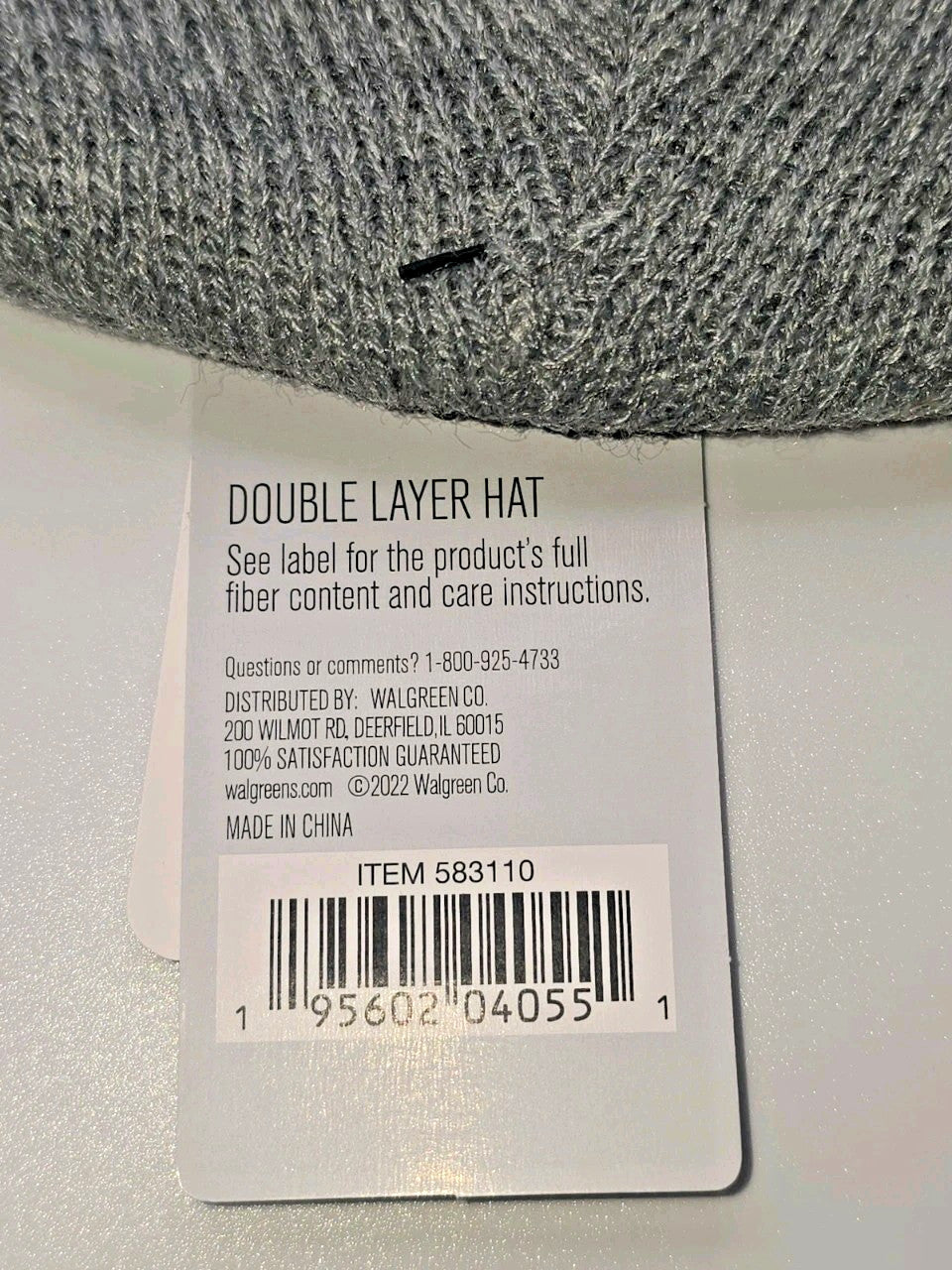 Gray Double Layer Knit Beanie with 3M Thinsulate Insulation - Unisex Winter Hat