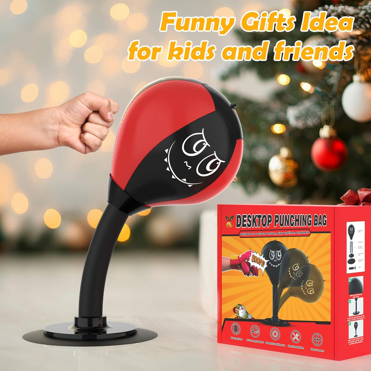 Desktop Punching Bag Stress Relief Toy with Strong Suction Base