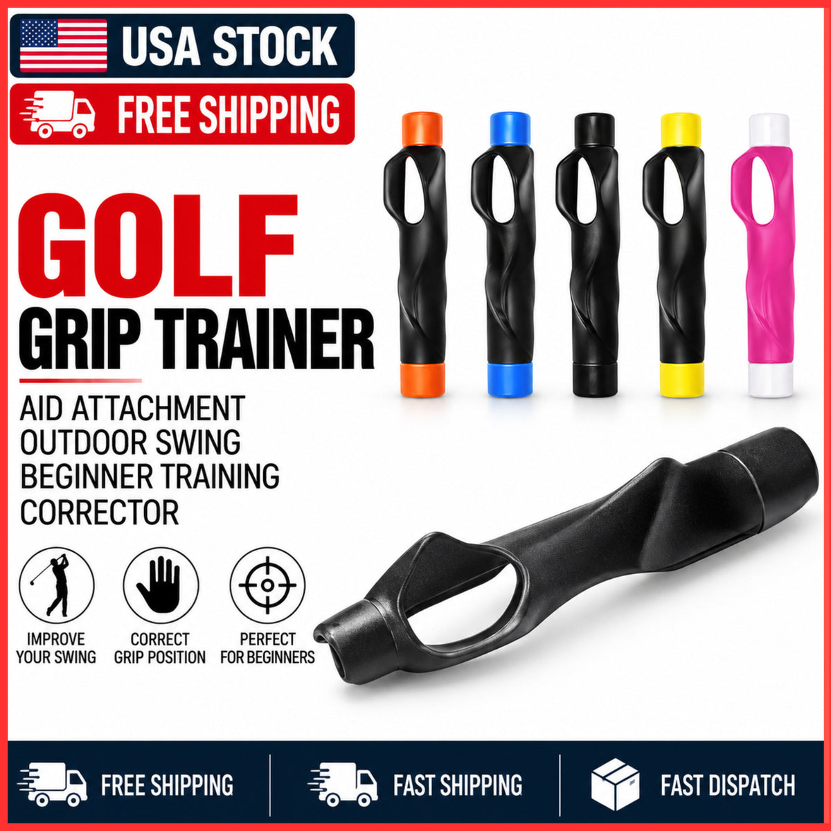 Golf Grip Trainer Aid for Correct Hand Position & Swing Practice