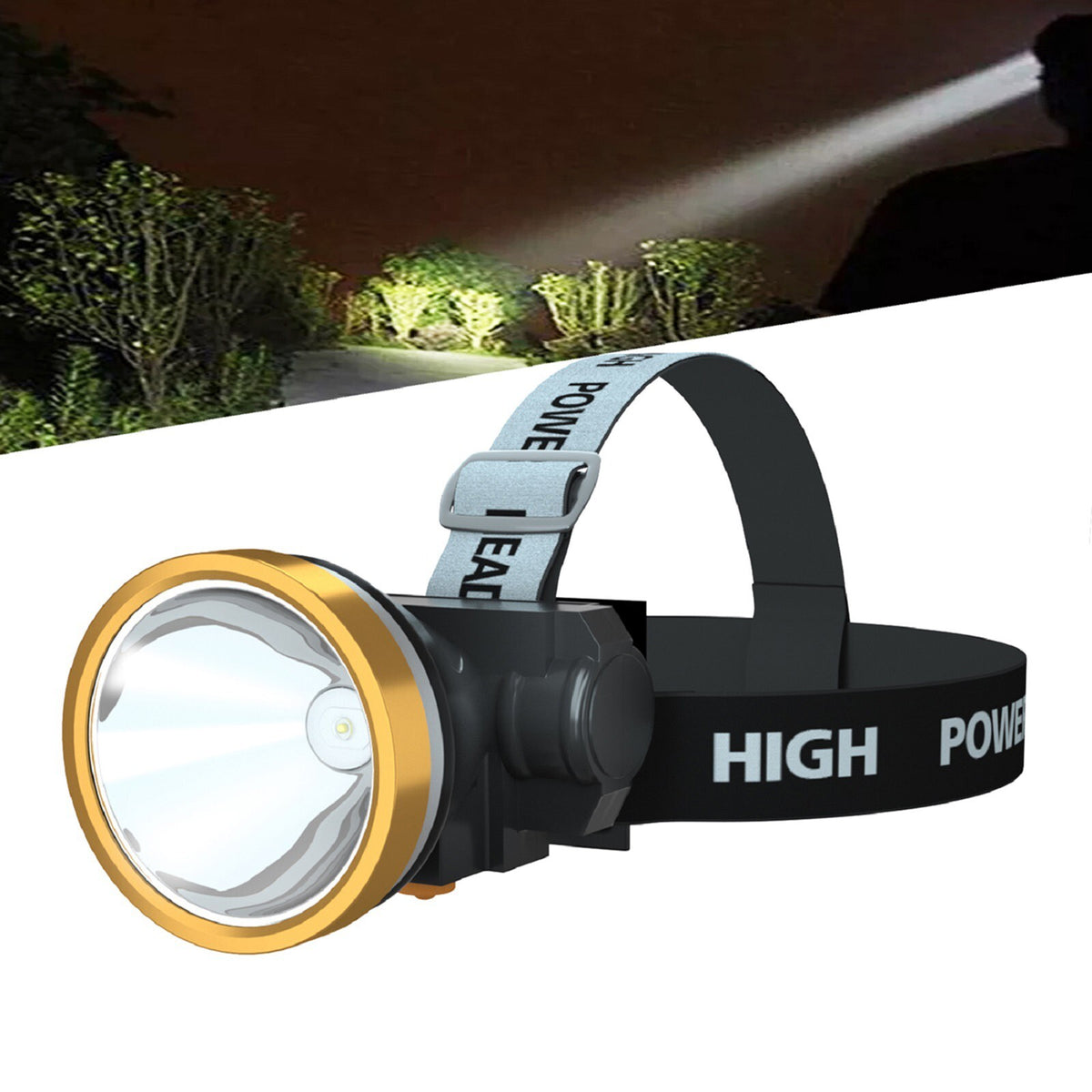 Rechargeable LED Headlamp for Outdoor Camping Hiking Fishing Waterproof Head Torch