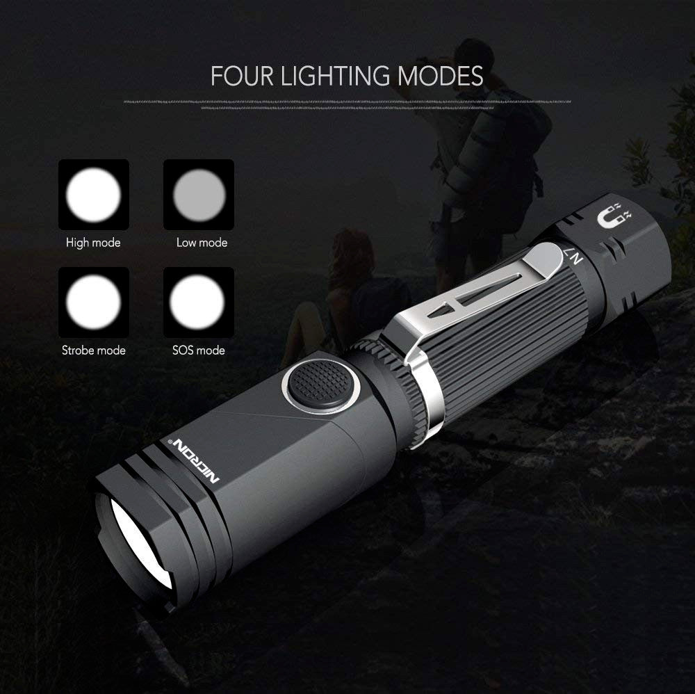 600 Lumens Tactical Waterproof Flashlight - 2 Pack, 90° Rotatable, IP65 LED