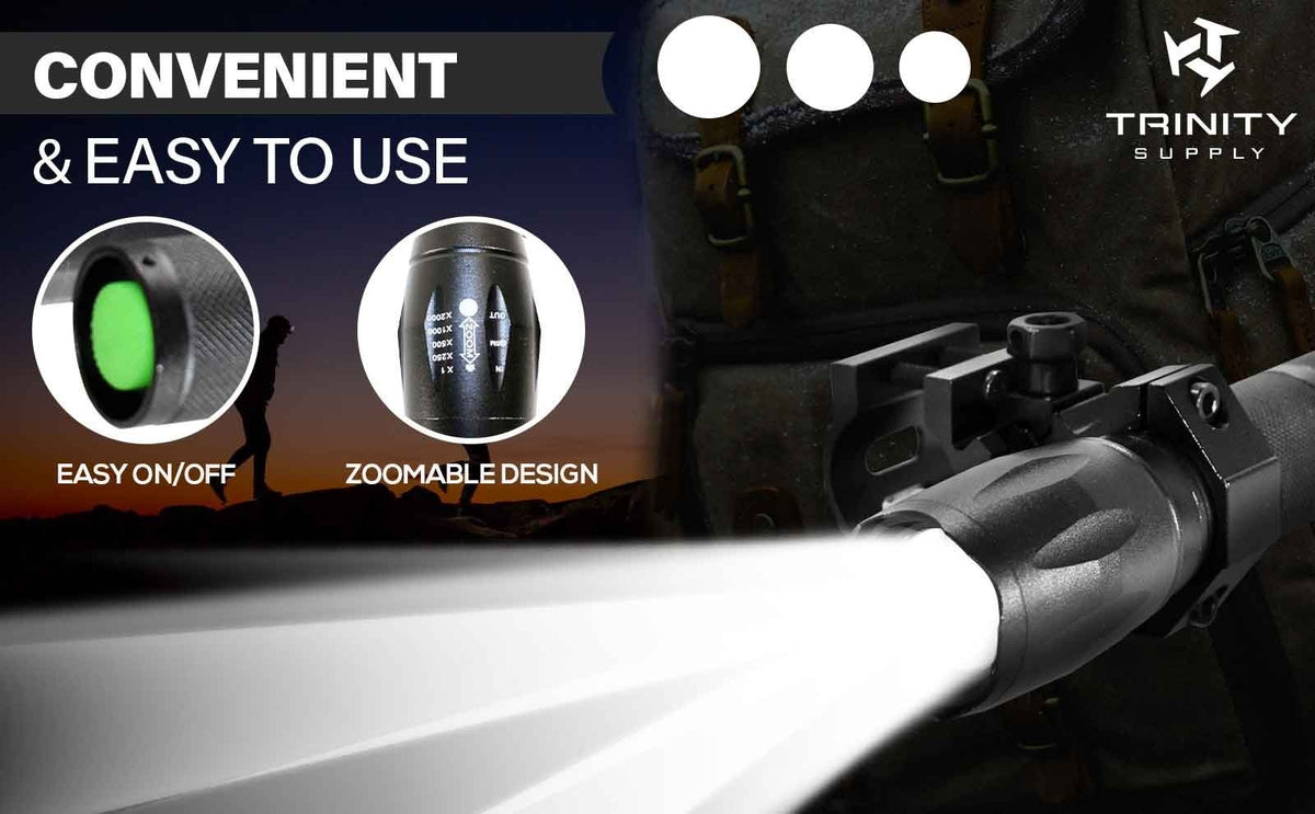 1000 Lumen Tactical Flashlight for Maverick 88 12 Gauge with Mount - Zoomable LED Light
