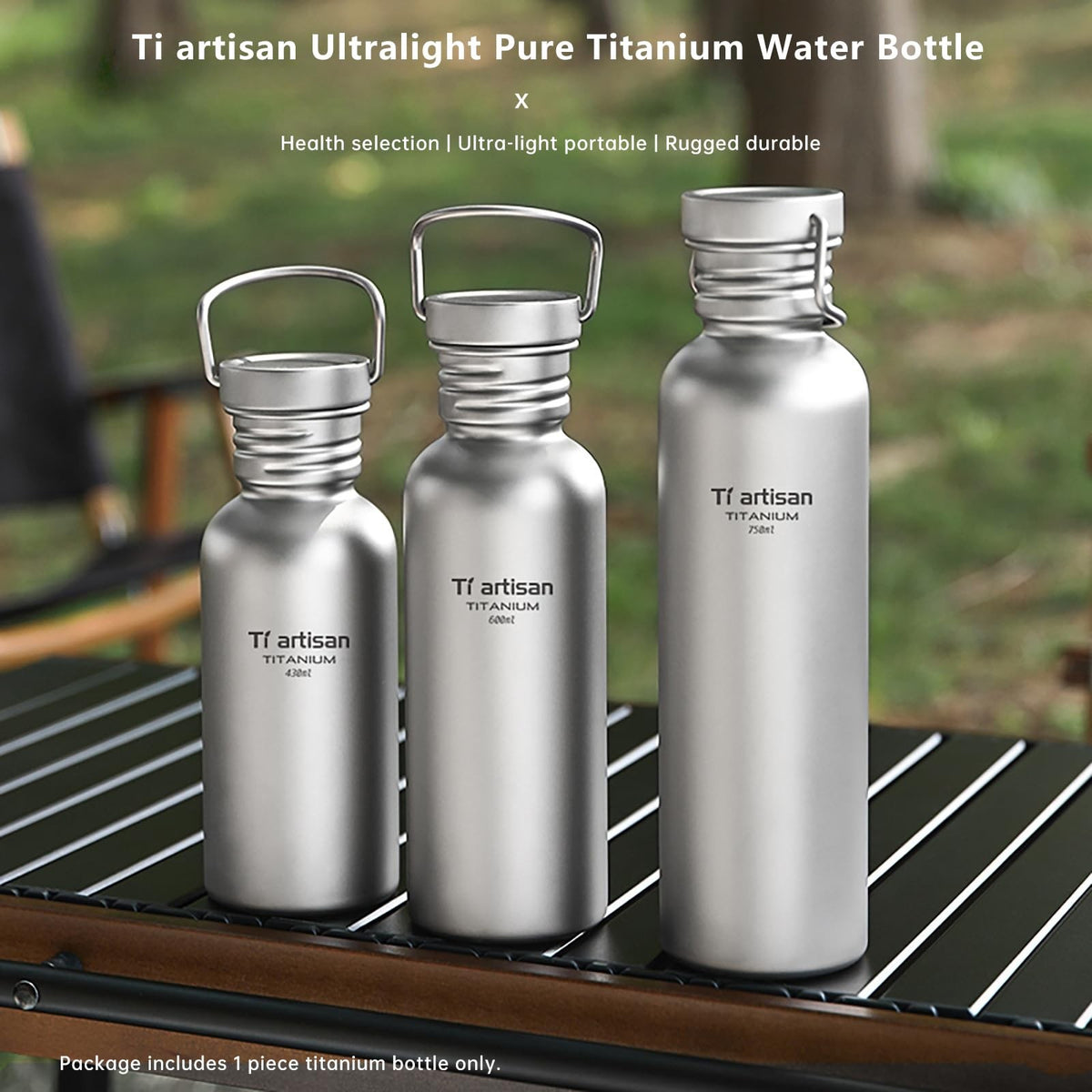 Ultralight Titanium Water Bottle 750ml Leakproof Camping Hydration