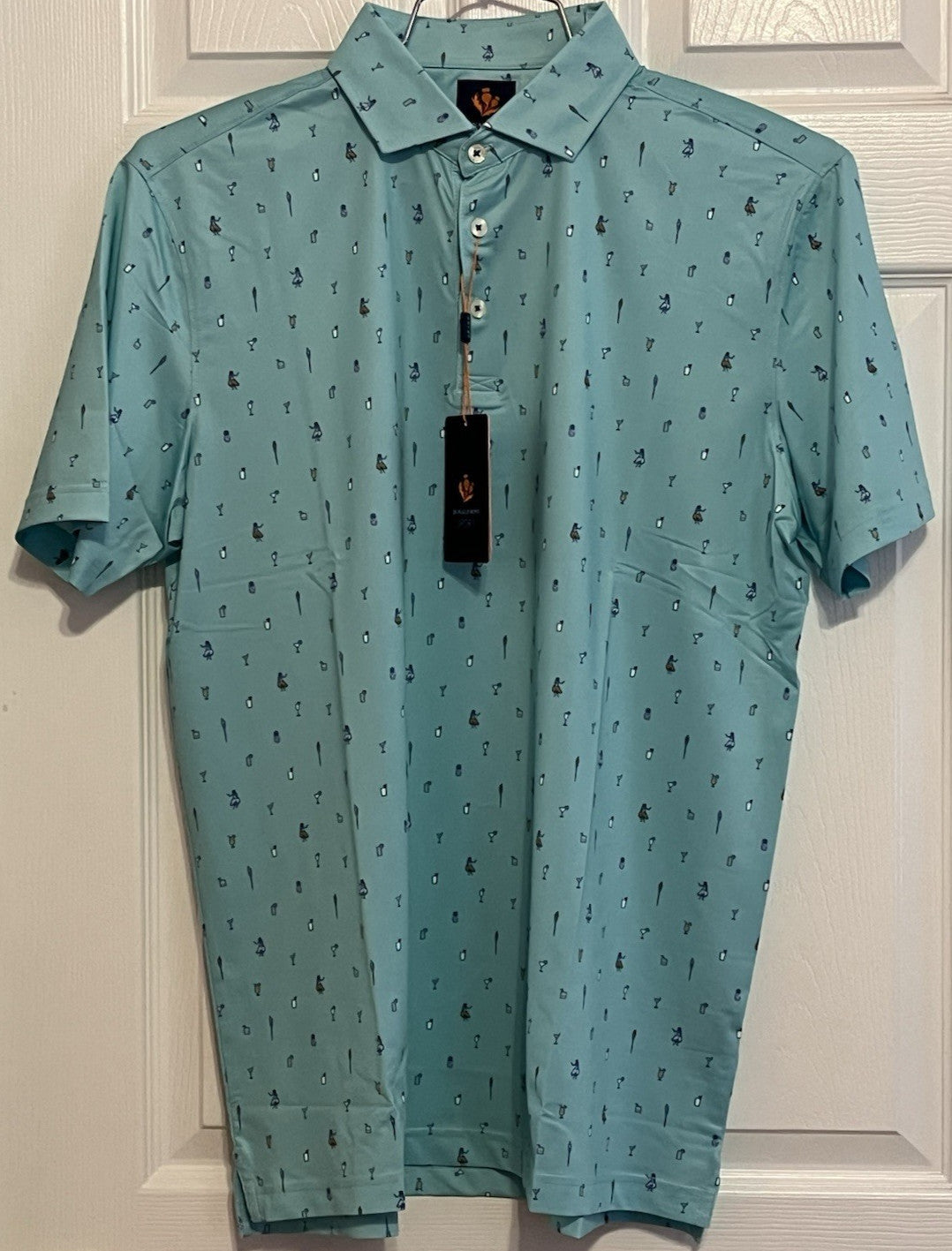 Men's Golf Polo Shirt - Maurice Athletic Fit, Sea Glass Multi, Large