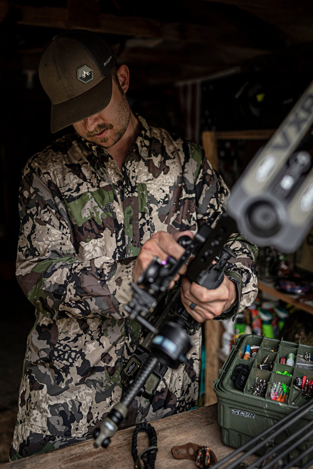 Long Sleeve Shooting Shirt with UPF 30+ Sun Protection - Dark Olive