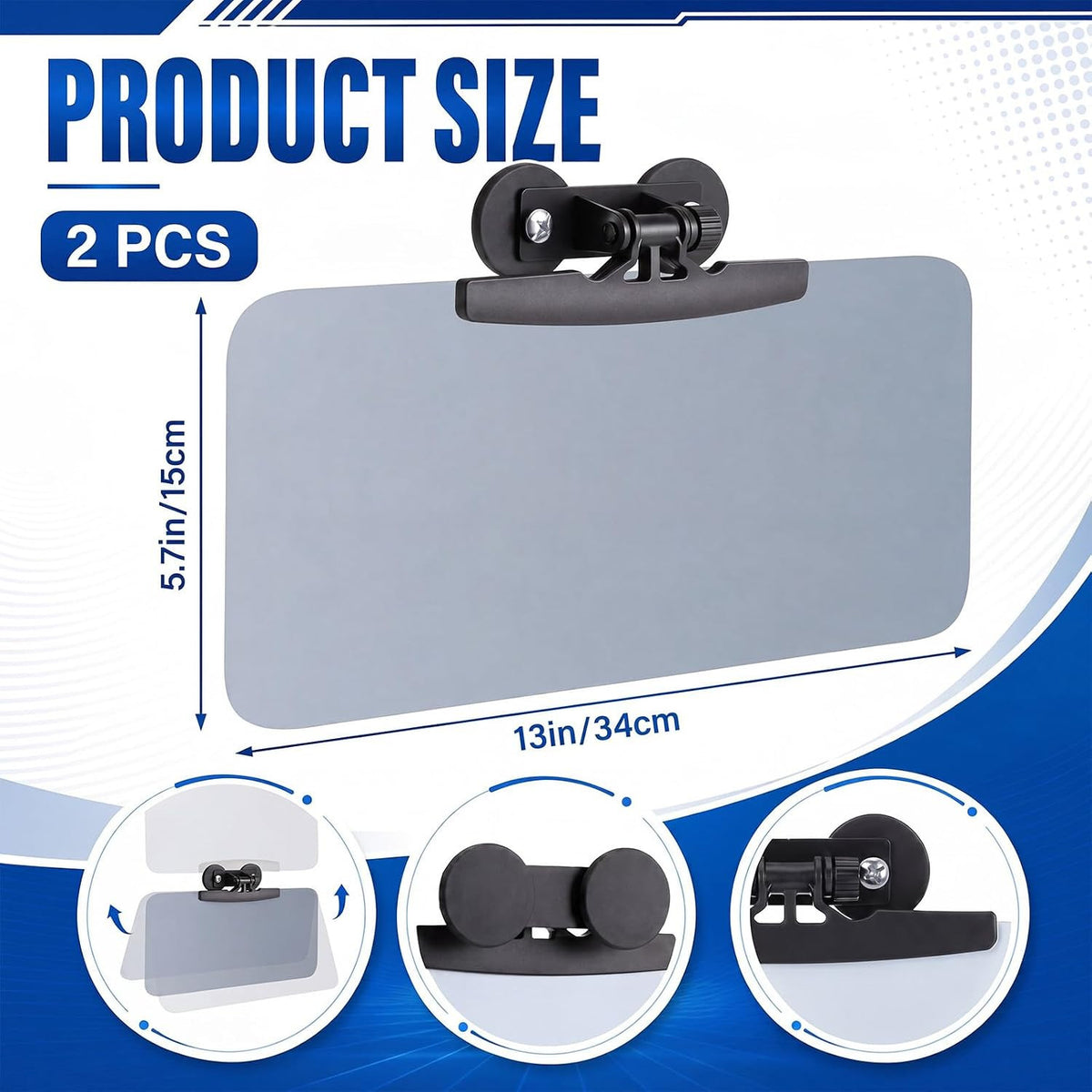 Magnetic Sun Visor for Golf Carts and UTVs - UV & Glare Protection, 13 x 5.7 Inches, 2 Pack