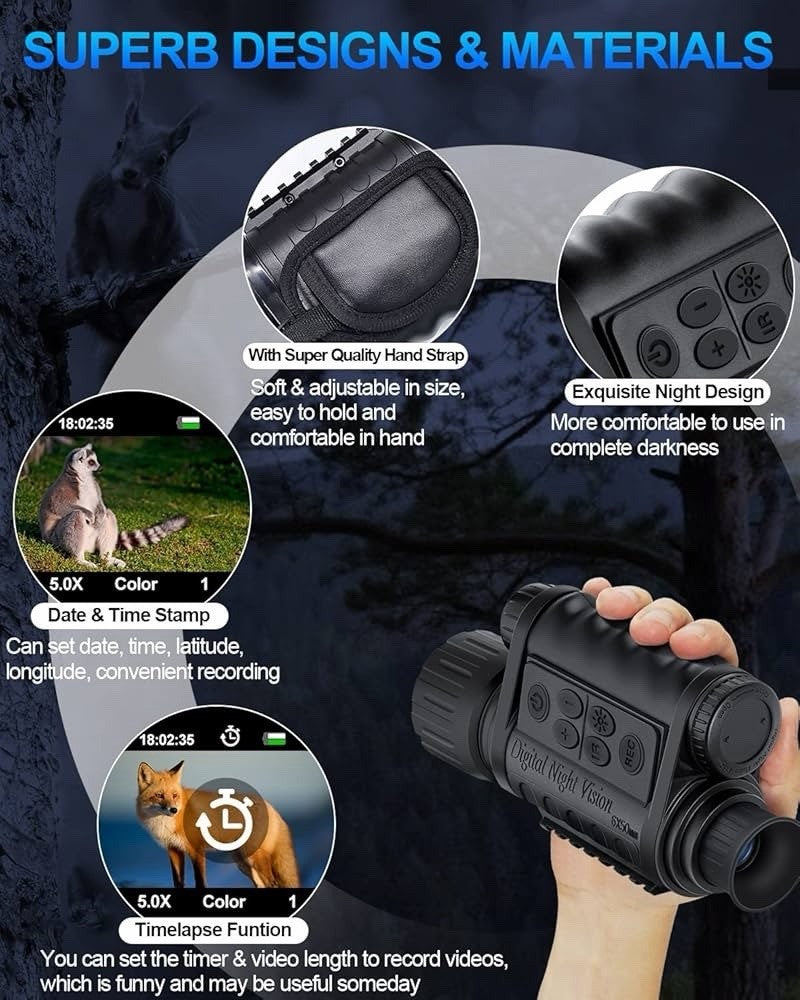 Digital Night Vision Monocular IR Scope 1080P HD for Hunting Camping