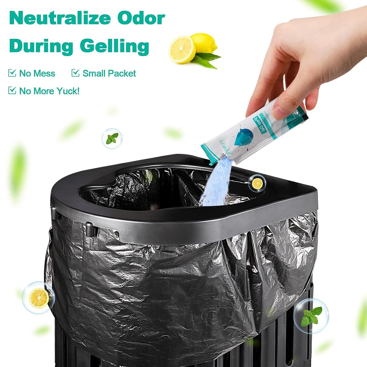 30 Pack Lemon Portable Toilet Gel - Super Absorbent Urine & Waste Powder
