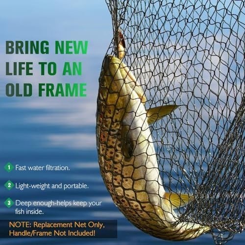 15.75-Inch Nylon Fishing Landing Net Replacement Mesh - Deep Catch & Release Net