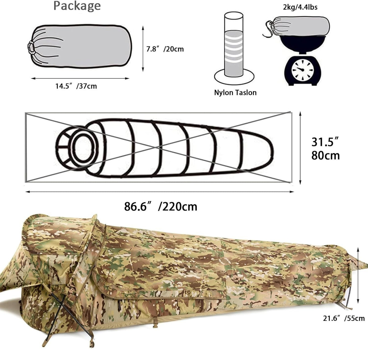 Waterproof Tactical Bivy Tent with TPU Stargazing Window - Compact & Lightweight for Camping