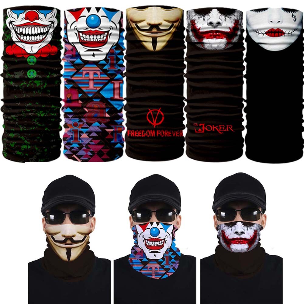 Unisex 3D Skull Neck Gaiter Face Mask - UV Protection, Multi-Way Wearable